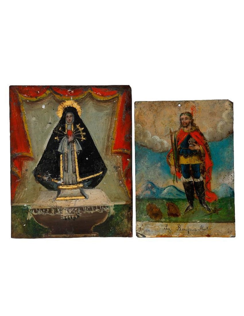 Two Mexican Ex-Voto Retablos. (1 of 3)