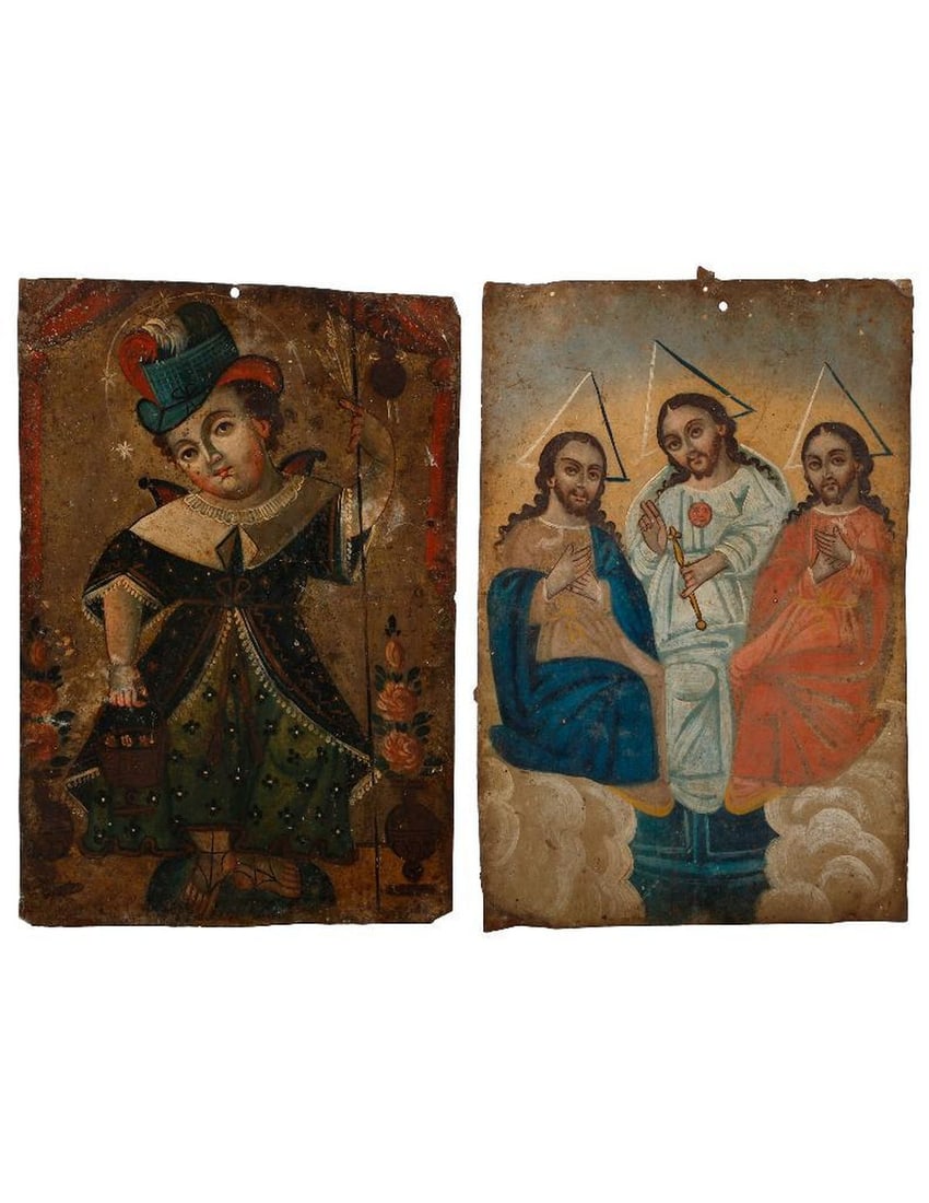 Two Mexican Retablos, the Trinity and Child of Atocha. (1 of 2)