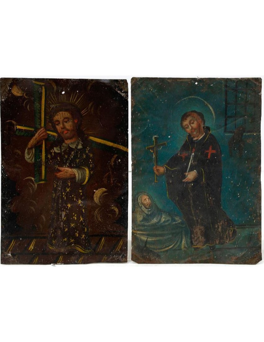 Two Mexican Retablos, St. Camillus and Christ. (1 of 2)