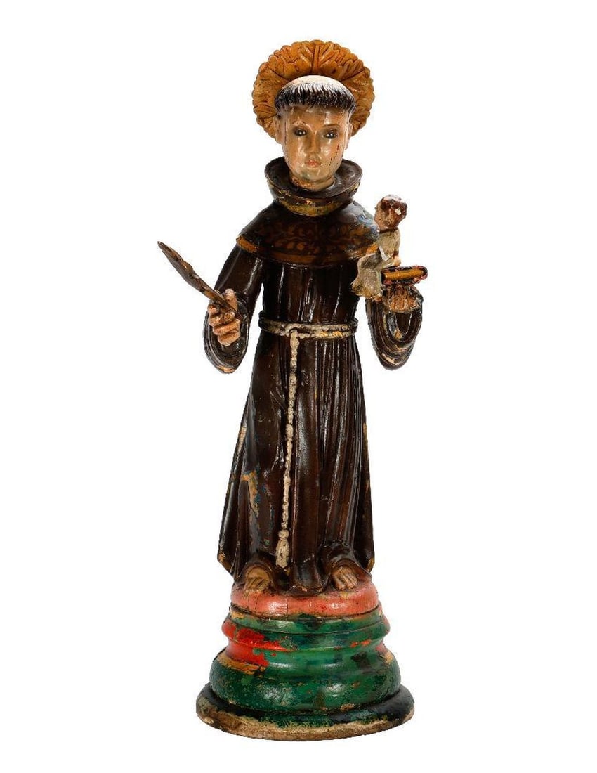 Polychrome Wood Figure of St. Anthony. (1 of 6)
