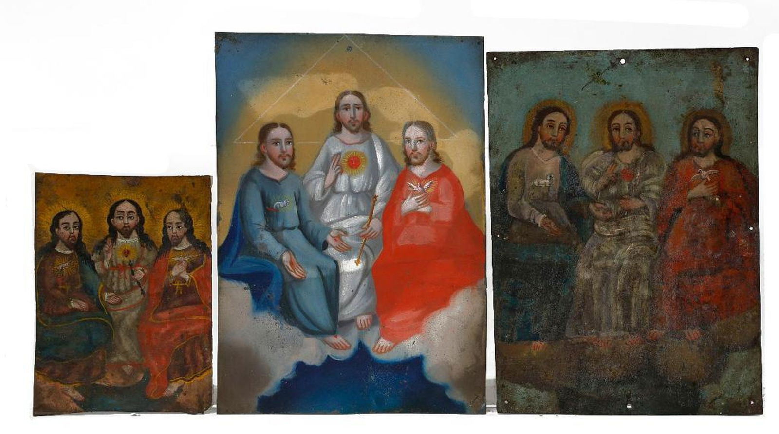 Three Mexican Retablos of the Holy Trinity. (1 of 2)