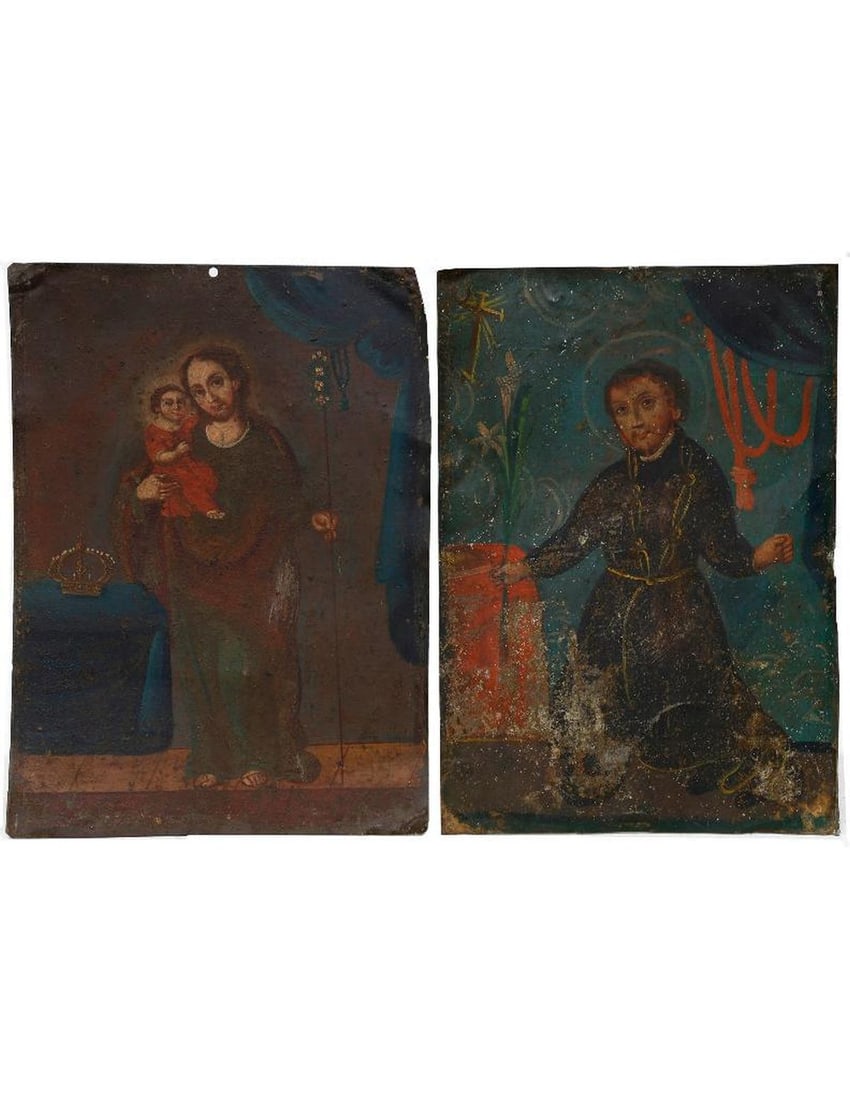 Two Mexican Retablos of Saints. (1 of 2)