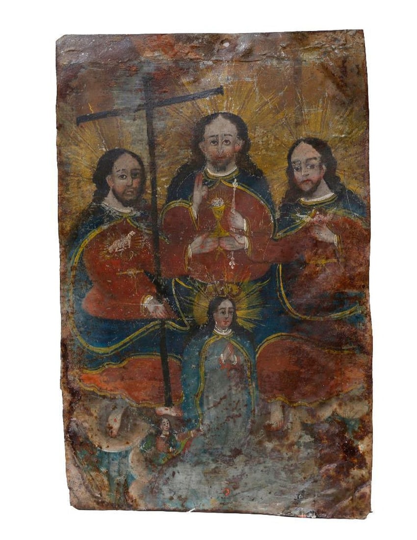 A Mexican Retablo of the Holy Trinity. (1 of 2)