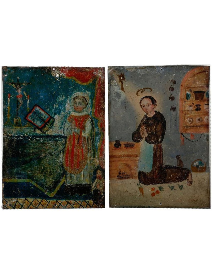 Two Mexican Retablos, St. Pasqual and another. (1 of 2)