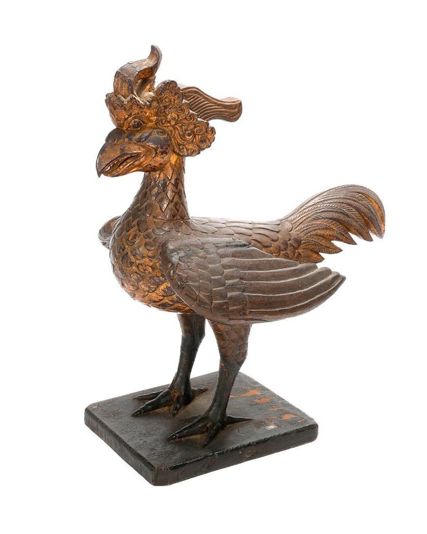 Indonesian Garuda Figure, 19th Century.: Giltwood figure of a Garuda on a rectangular base, height 17in. Indonesia, 19th Century.
