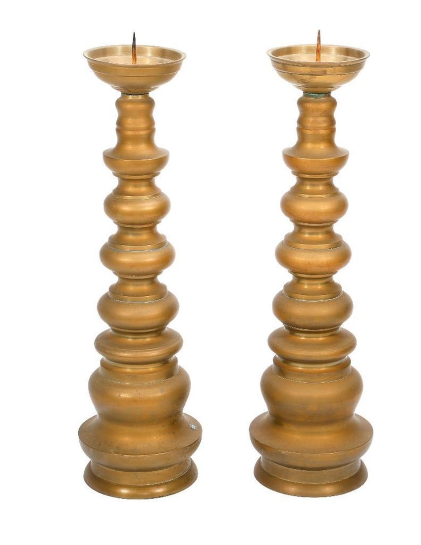 Pair of Japanese Brass Candlesticks, 20th Century. (1 of 1)