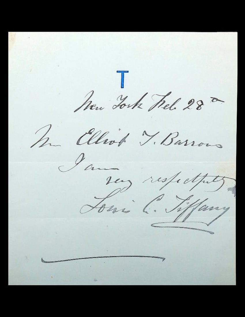 Louis Comfort Tiffany Signed Note. (1 of 2)