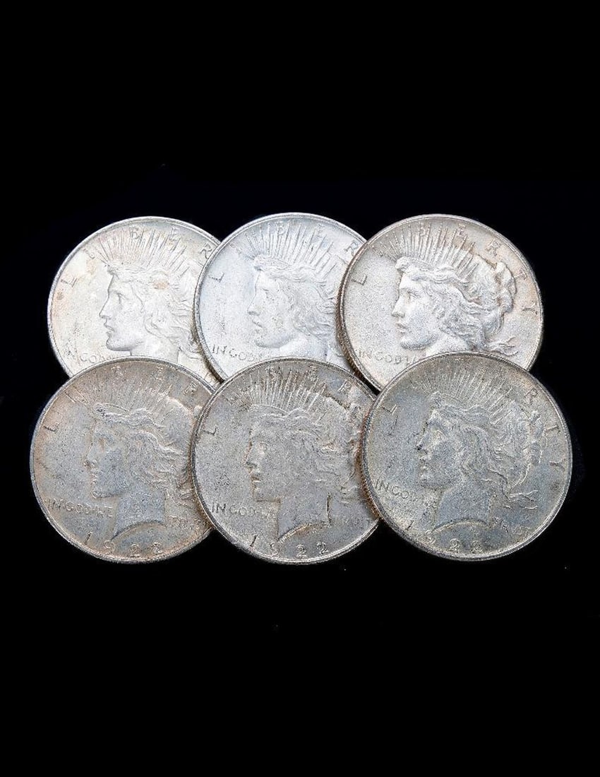A Lot of Six 1922 Silver Morgan Dollars (1 of 2)