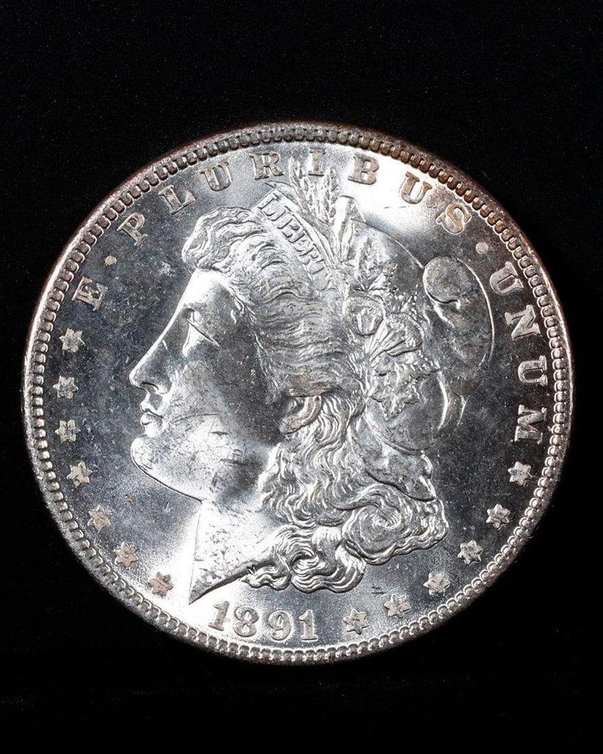 1891 US Morgan Liberty Head Silver Dollar Coin (1 of 2)