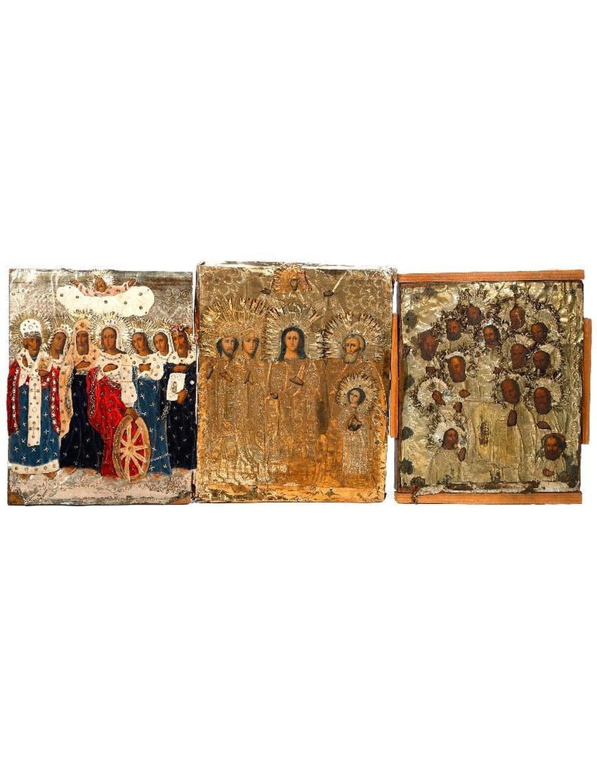 Three Icons with Foil Oklads. (1 of 3)