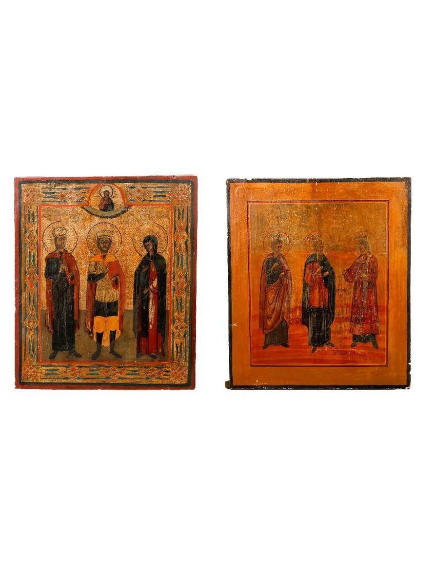 Two Icons Depicting Trios of Saints. (1 of 4)