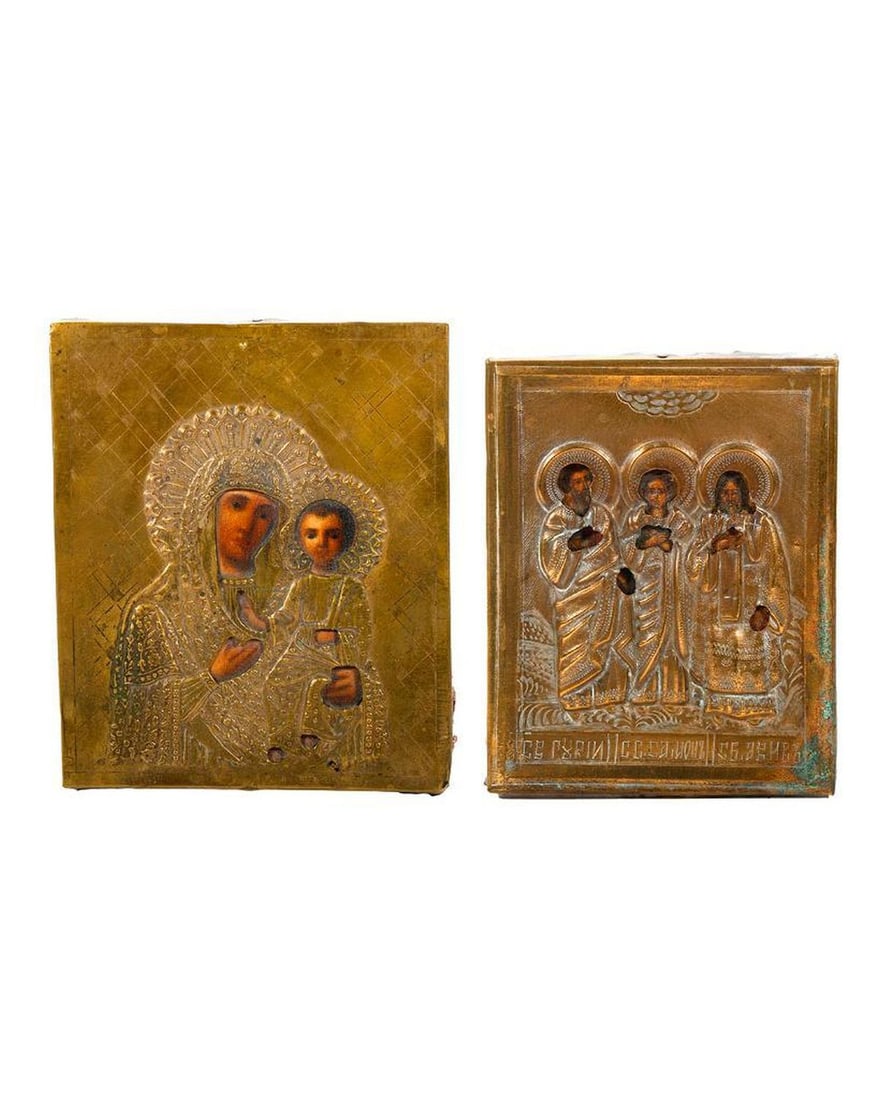 Two Small Icons, the Virgin Hodegetria and Hierarchs. (1 of 2)