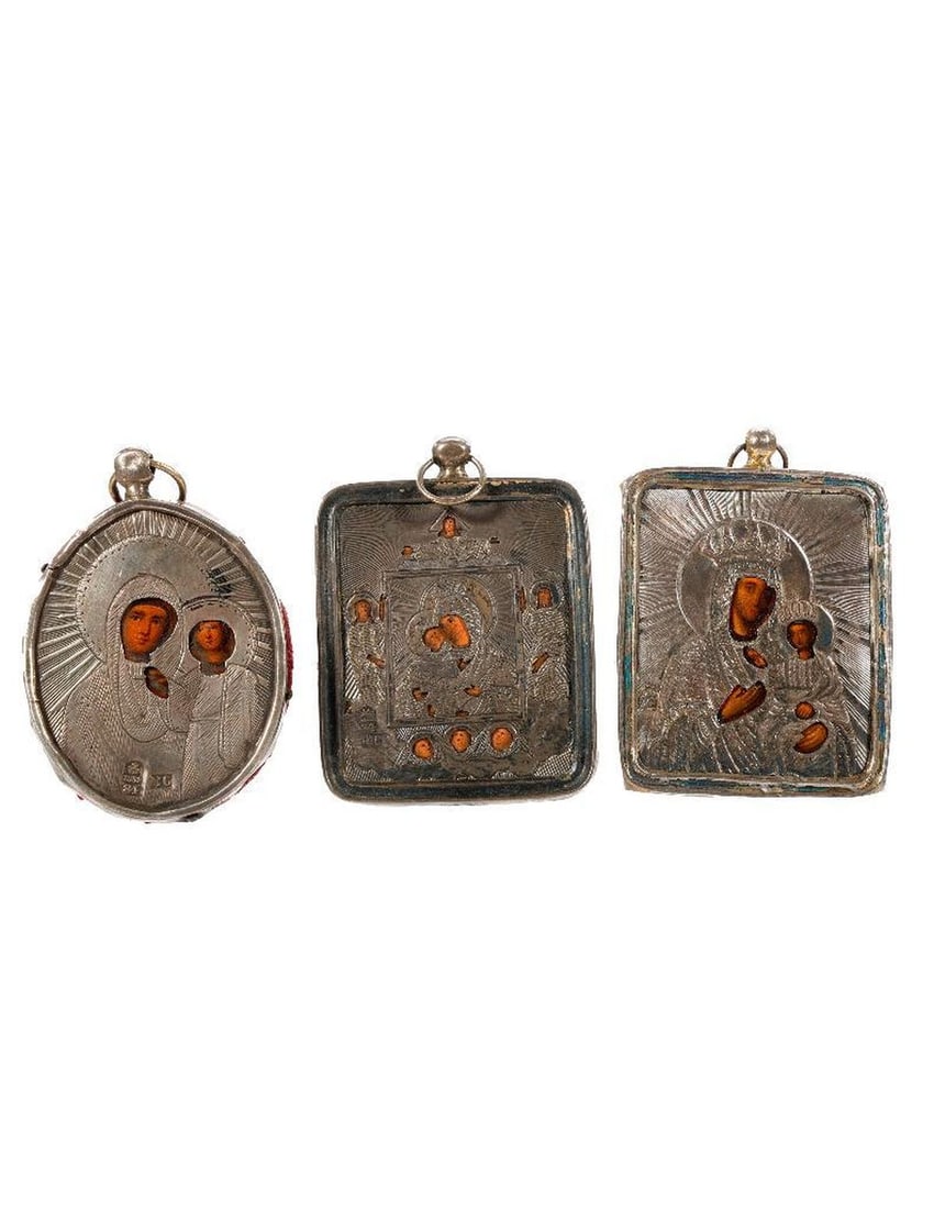 Three Russian Silver Miniature Icons. (1 of 4)