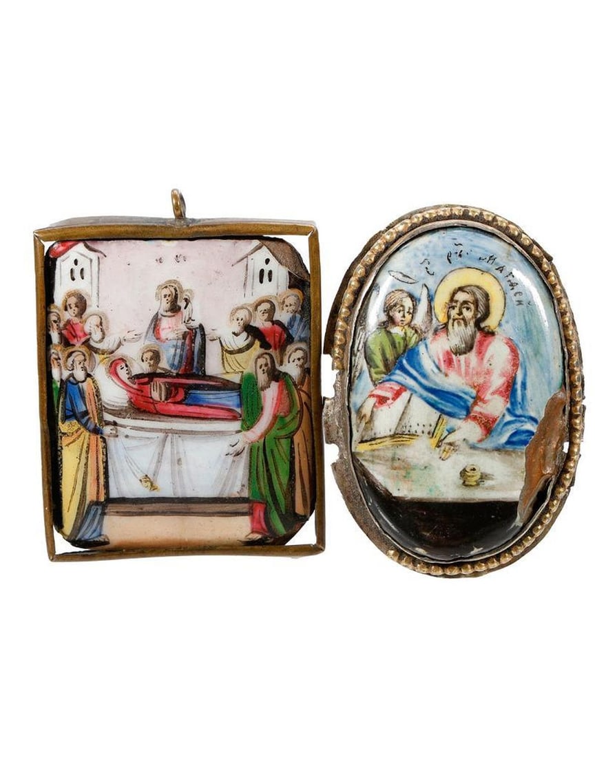 Two Bronze Enamel Icon Pendants. (1 of 2)