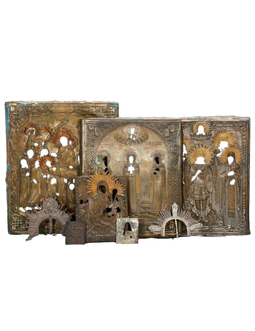 A Group of Gilt-Metal Oklads and Attachments. (1 of 4)