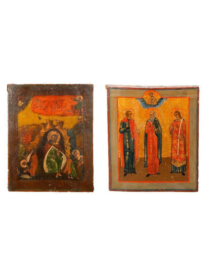 Two Icon Panels, Saint Elijah and Others. (1 of 3)
