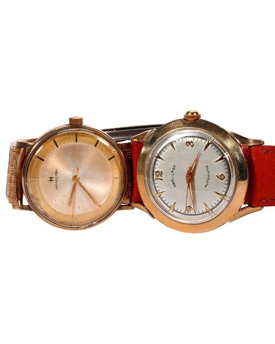 Two Vintage Hamilton 1960's Wrist Watches: Two Vintage Hamilton 1960's Wrist Watches. NOTE: Watches were running prior to auction, all watches are sold as is regardless of functionality. Please examine the provided photos to thoroughly evaluat