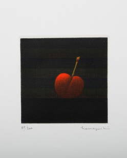 Yozo HAMAGUCHI (1909-2000): Artist :Yozo HAMAGUCHI (1909-2000). Series :Patrick's Cherry. Date : 1980 Medium:Mezzotint. Ed.100 Dimensions : 3" x 3". Condition : Good.