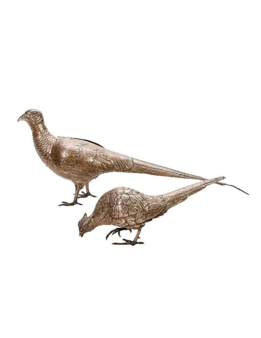 Pair of German 800 Silver Pheasant Figures. (1 of 4)