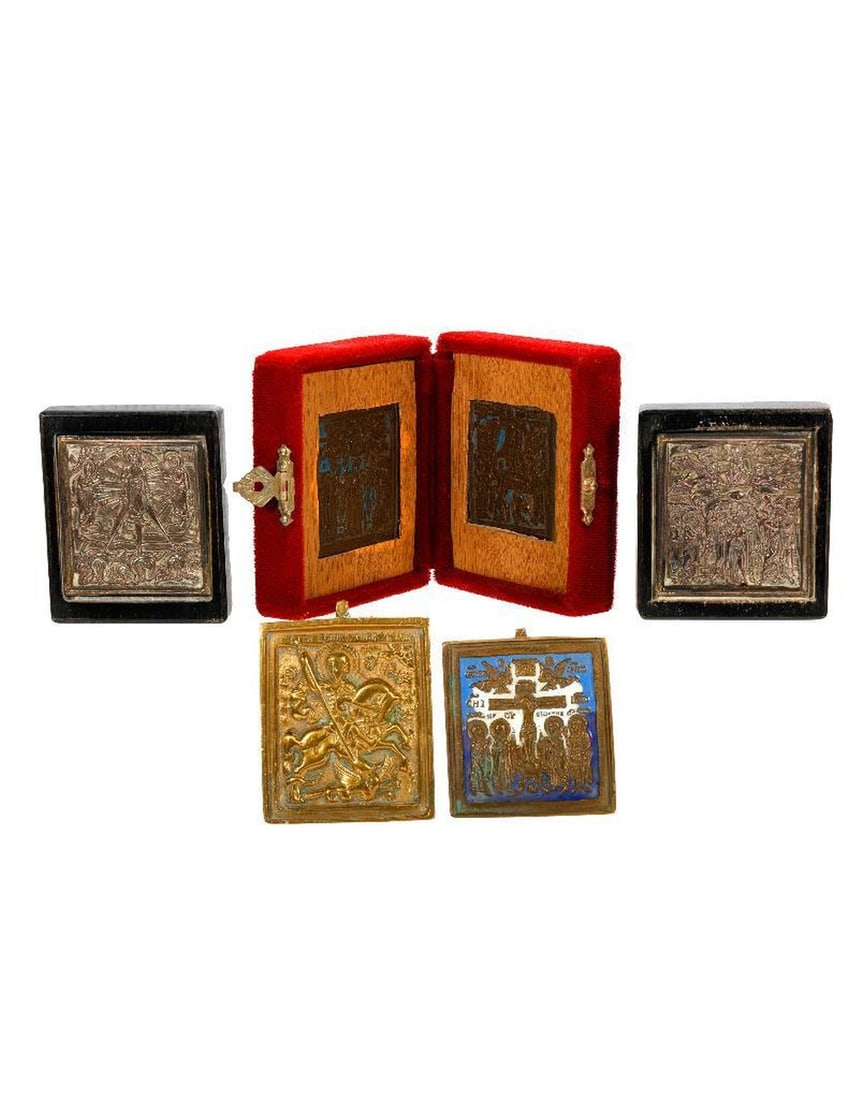 Two Miniature Silver Icons, with others. (1 of 4)