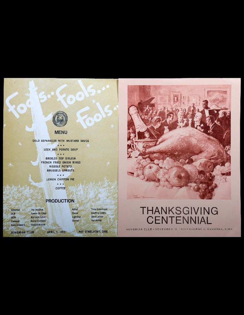 Bohemian Club Flyers (2), Fools/Thanksgiving, 1971-1972. (1 of 2)