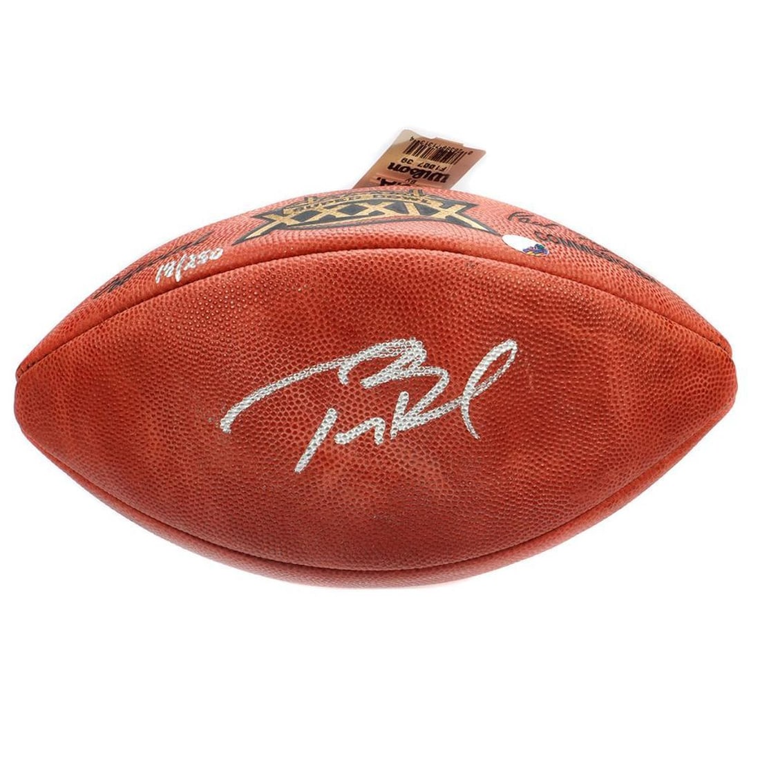 Super Bowl XXXIX Tom Brady Signed Football.: Super Bowl XXXIX Tom Brady Signed Football. #18/250. Mounted Memories sticker.Condition Report: All lots are sold as is and where is. Turner Auctions + Appraisals, LLC provides condition reports upon