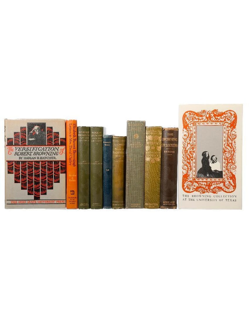 Collection of Titles on the Brownings (10).: An assortment of ten titles on ROBERT AND ELIZABETH BROWNING, in overall Good condition, some with wear, owner's inscriptions, usual toning, etc., and other issues noted. 1.) BARNES, WARNER. Catalogue