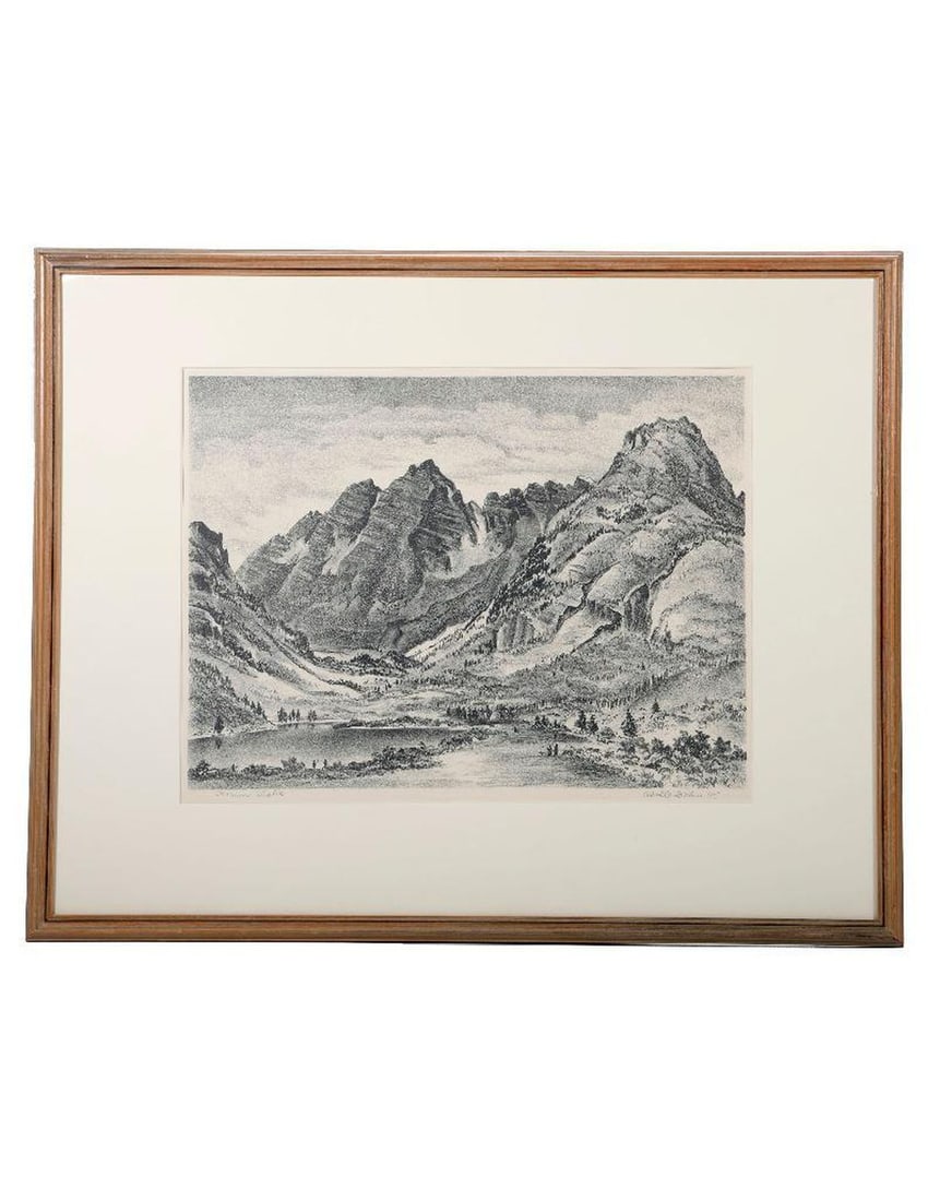 Adolf Arthur Dehn (1895-1968): Artist:Adolf Arthur Dehn (1895-1968). Title/Description: "Maroon Lake" (Colorado). Signature: in pencil l/r. Date: 1945. Medium: Lithograph. Size: 13 1/4" x 17 1/2" (sight), 21" x 26 3/4" (frame). Goo