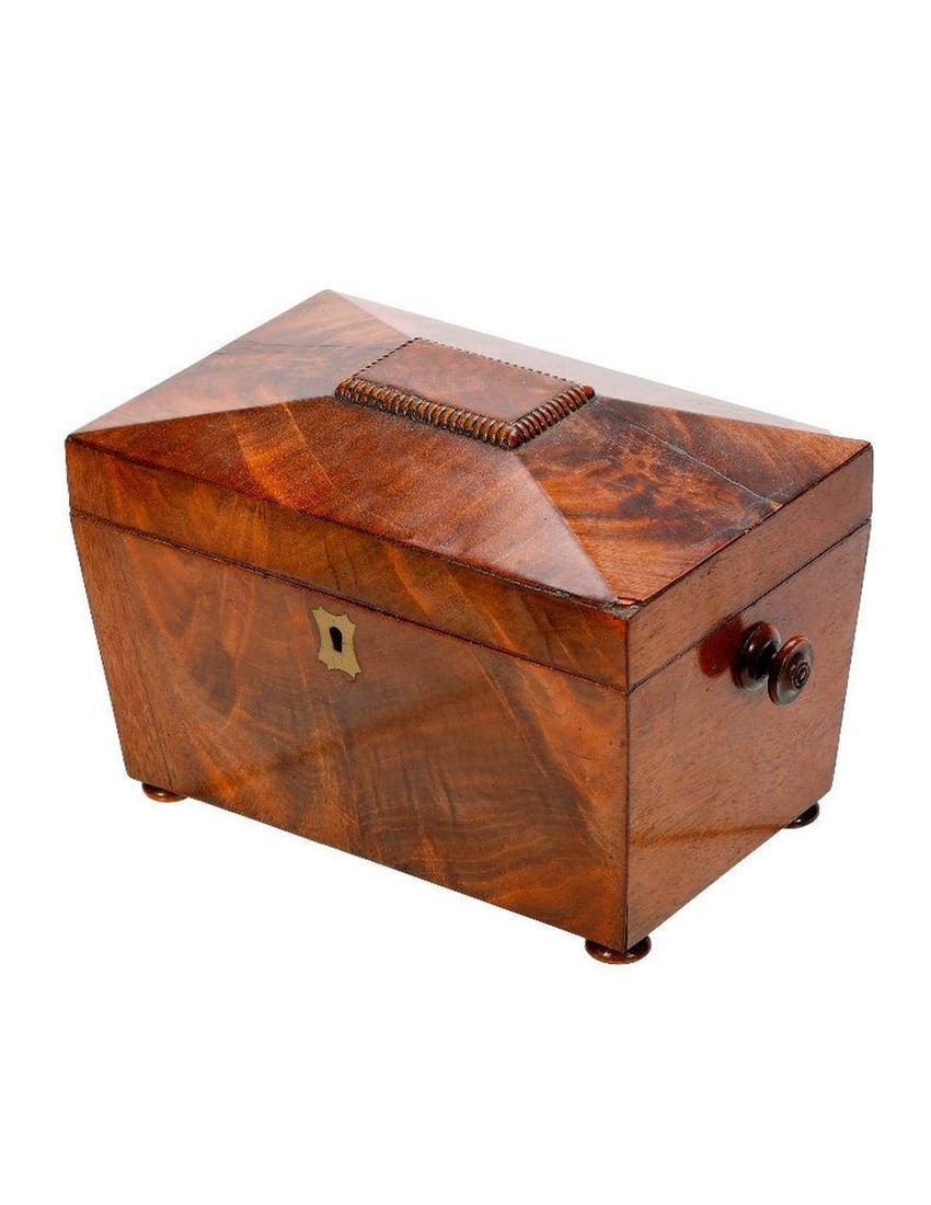 English Rosewood Veneer Tea Caddy, 19th Century (1 of 3)