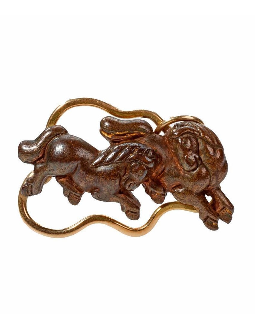 A bronze and 14k gold pendant (1 of 2)