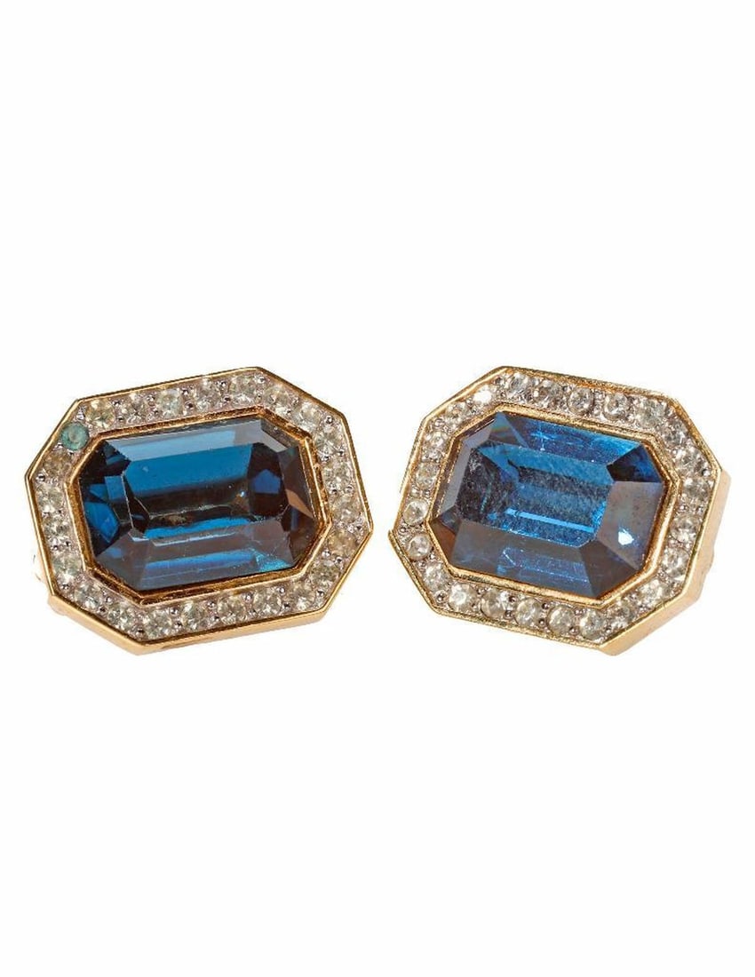Givenchy, A pair of clip earrings: signed Givenchy Paris New York; measuring 7/8 in. (missing one stone)