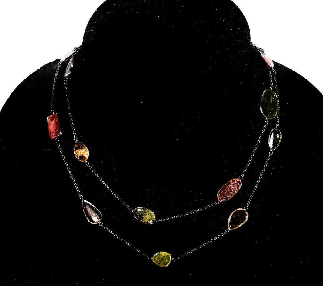 A multi-color tourmaline and silver necklace (1 of 2)