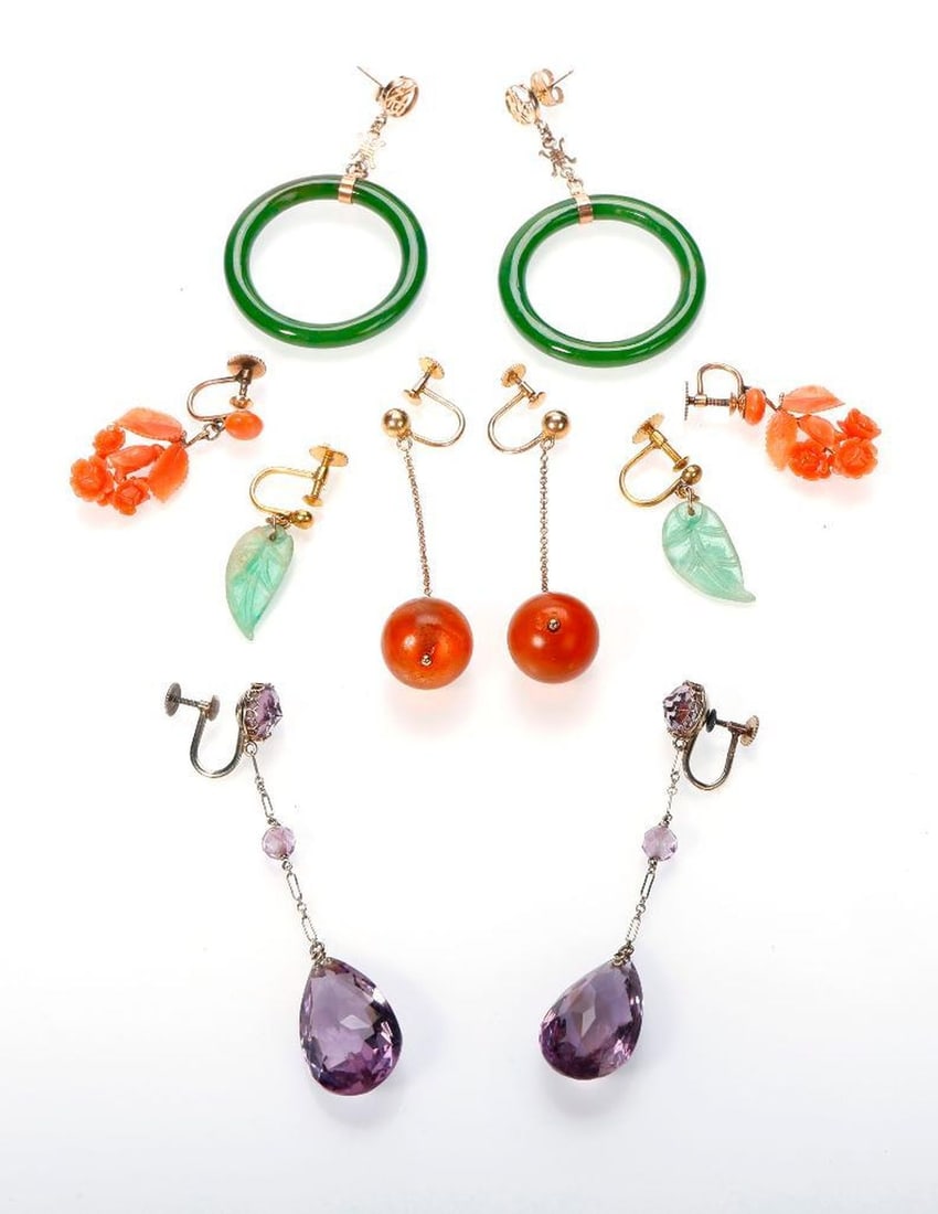 A group of gemstone, 14k and 10k gold earrings (1 of 1)