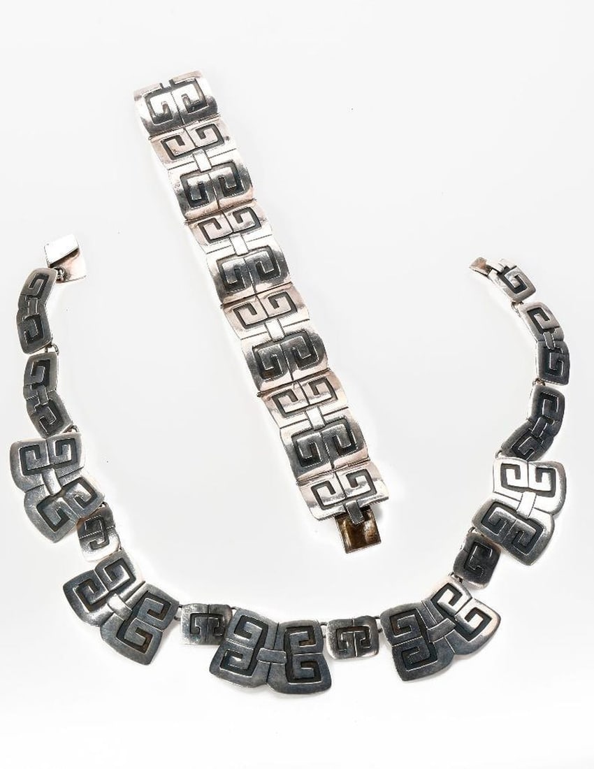 A sterling silver necklace & bracelet set, Mexico (1 of 4)