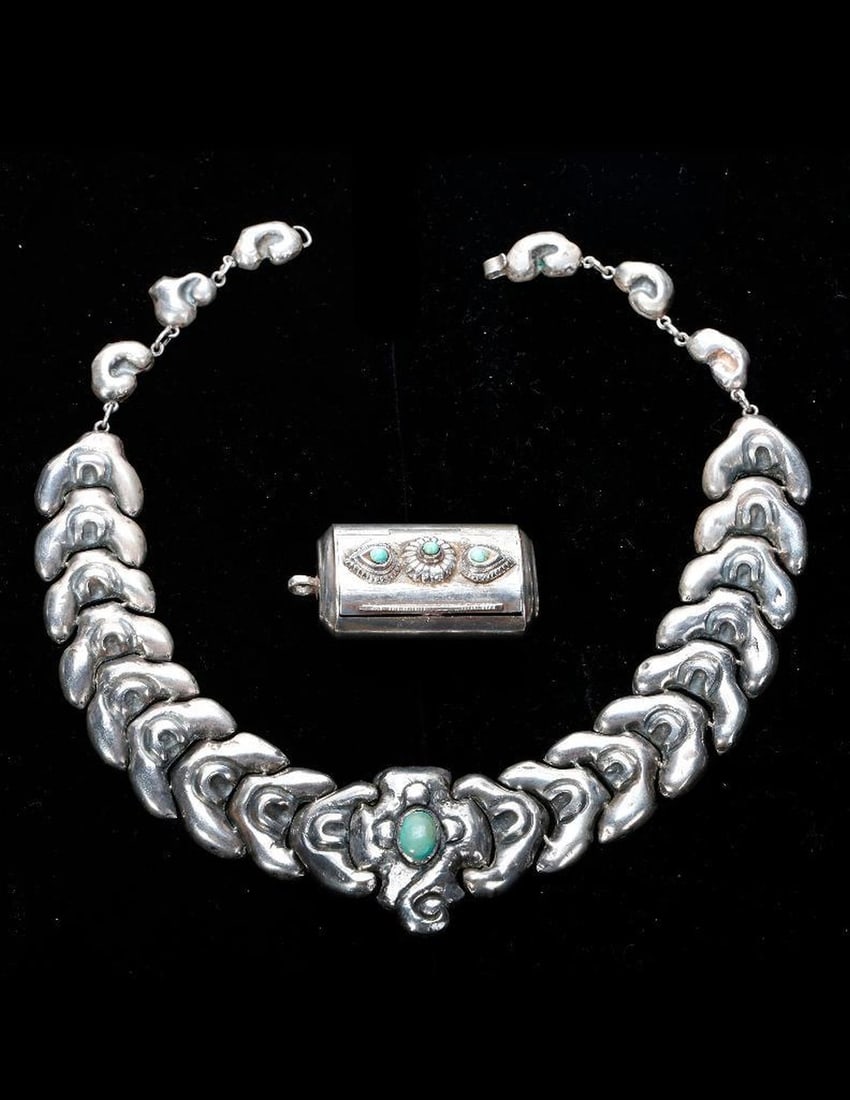 A sterling silver, turquoise necklace and box-pendant (1 of 3)
