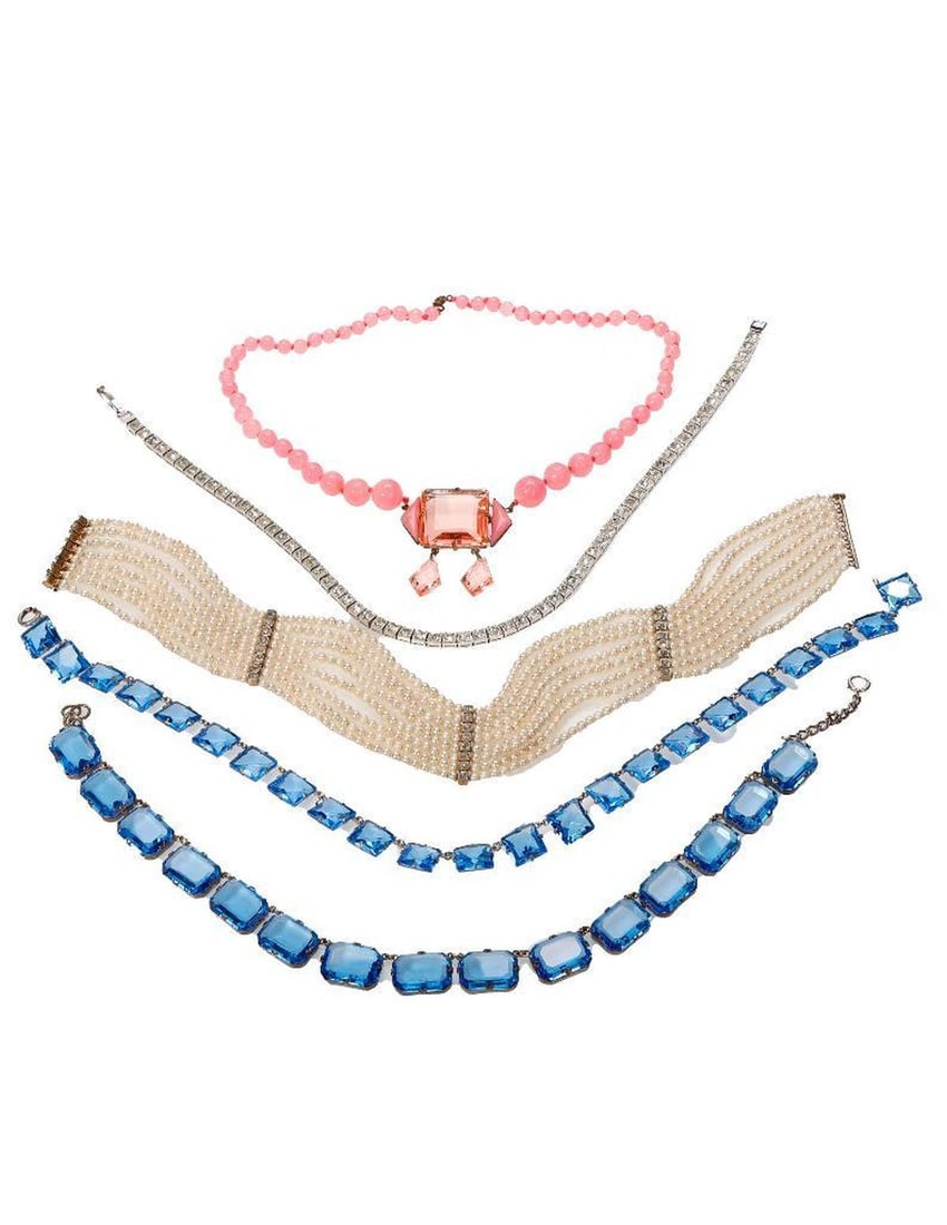 Five vintage costume necklaces (1 of 1)