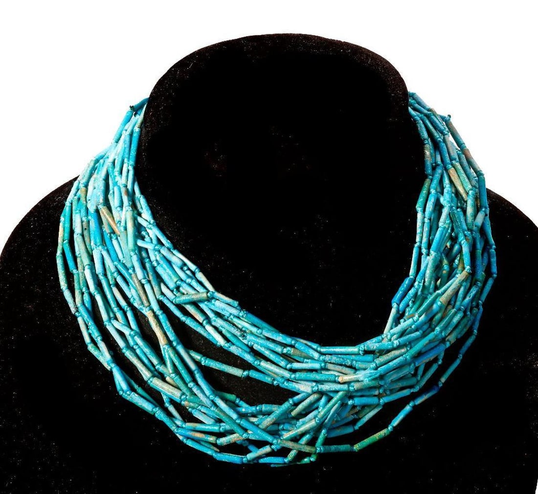 A set of 12 Egyptian faience bead necklaces (1 of 3)