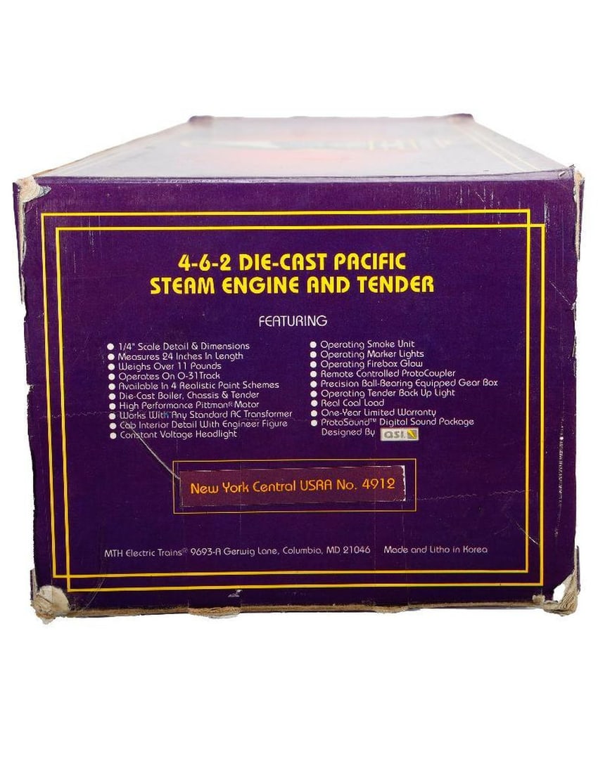 MTH O Gauge 3 Rail NYC 4912 Pacific Steam Engine & Tender (1 of 2)