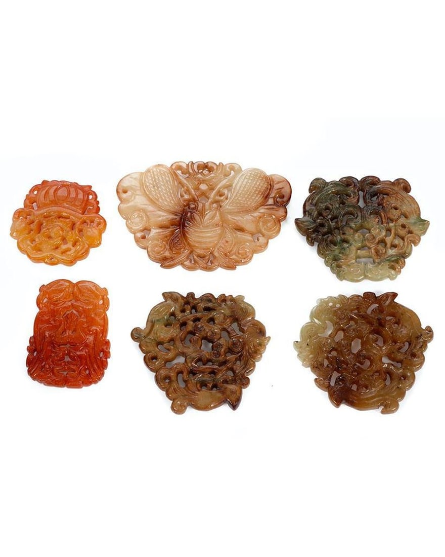 Collection of Asian Carved Nephrite Pendants (24) (1 of 4)