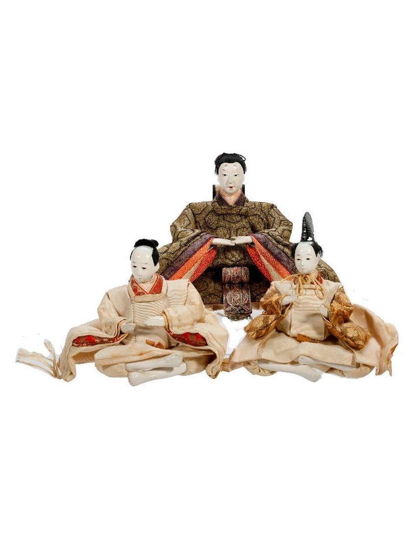 Three Vintage Japanese Samurai/Emperor Hina Dolls (1 of 3)