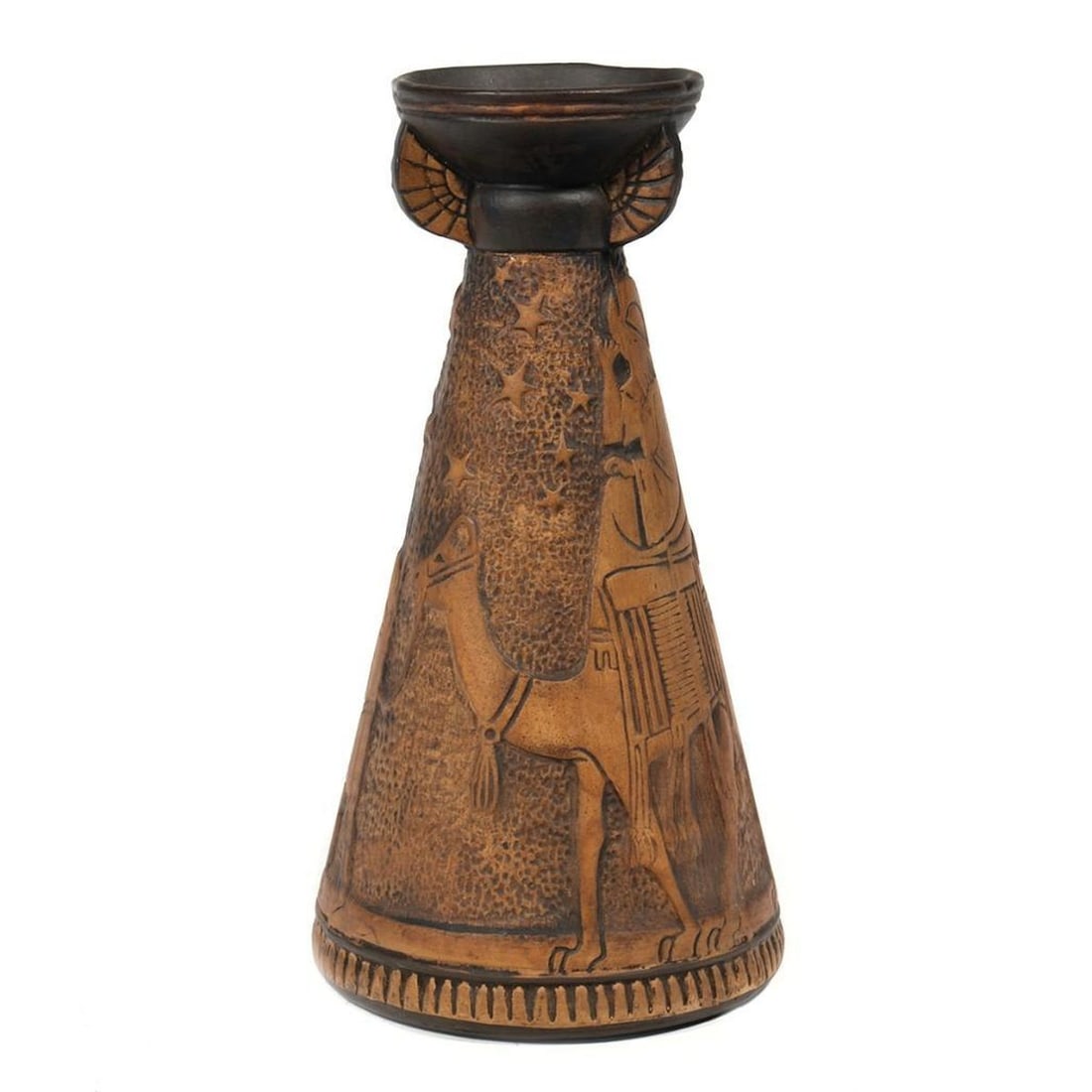 A Moroccan Style Carved Hardwood Vase. (1 of 5)
