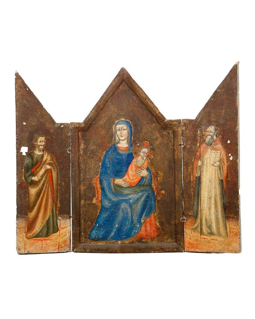 Gothic Style Triptych of Madonna and Child. (1 of 2)
