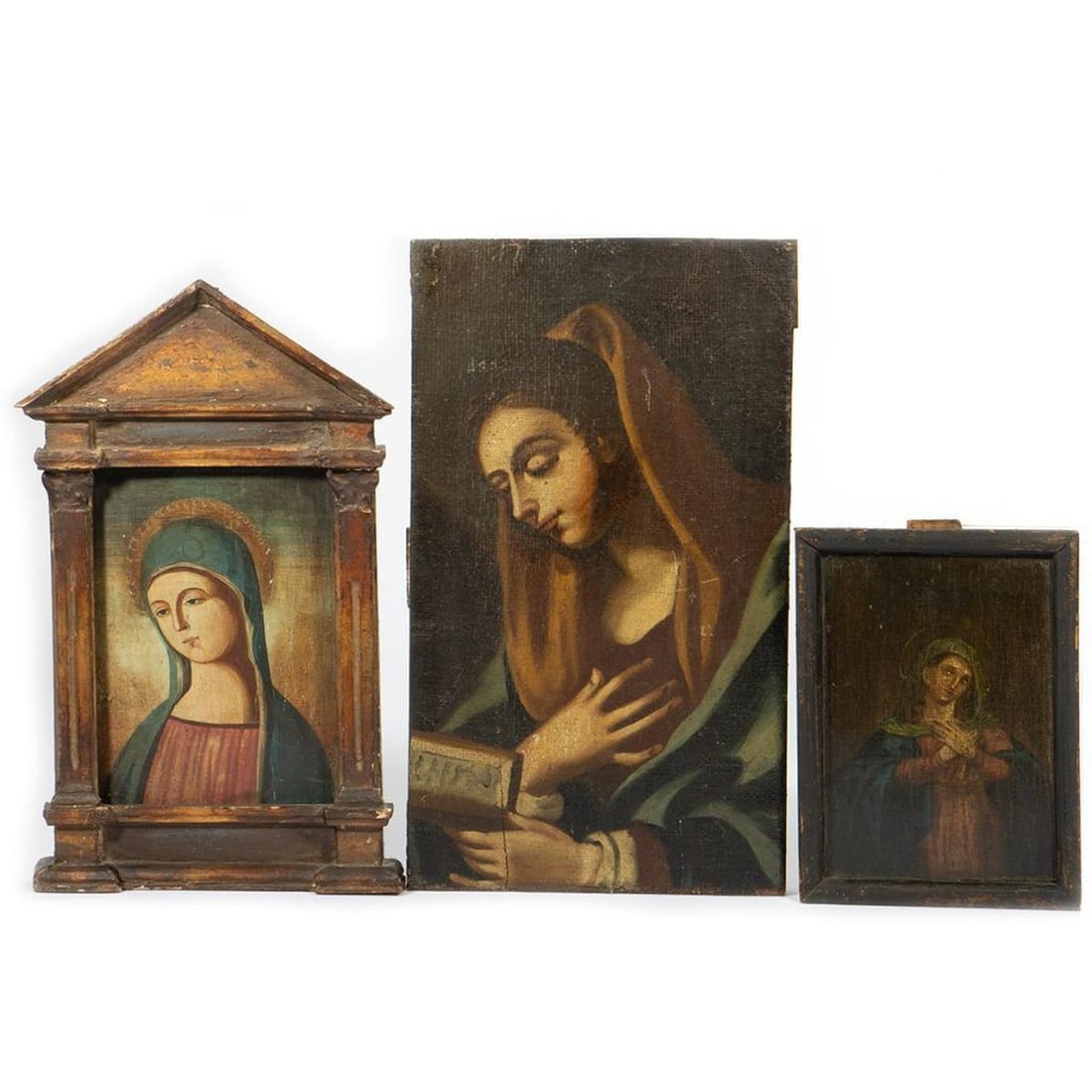 Three Painted Panels of Madonna/Saints (1 of 3)