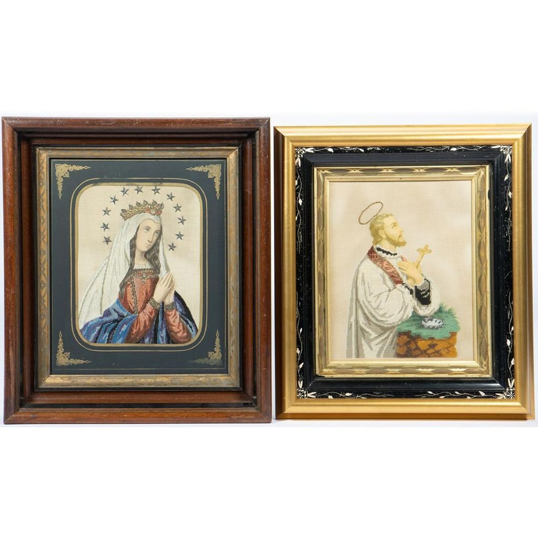 Two Framed Needlepoint Devotional Portraits (1 of 2)