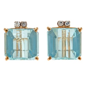 H. Stern, A pair of aqua, diamond and 18k gold ear clips