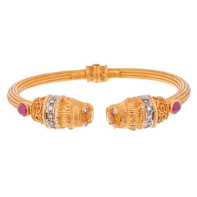 Lalaounis, A diamond, ruby and 18k gold bangle
