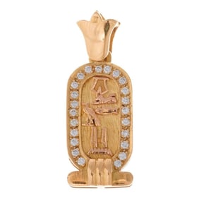 A diamond and 14k gold pendant, Egyptian