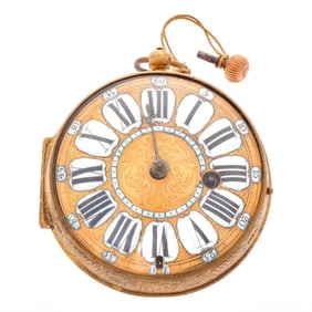 Mousset a Paris, A gilt oignon verge fusee keywind watch