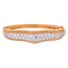 Oscar Heyman, A diamond, platinum and 18k gold bangle