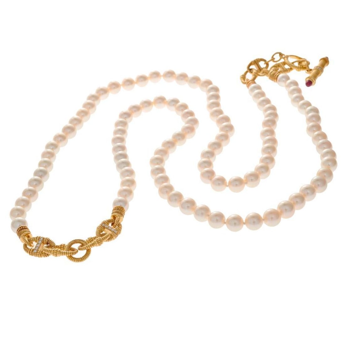 Judith Ripka, A cultured pearl, diamond and 18k gold necklace (1 of 3)